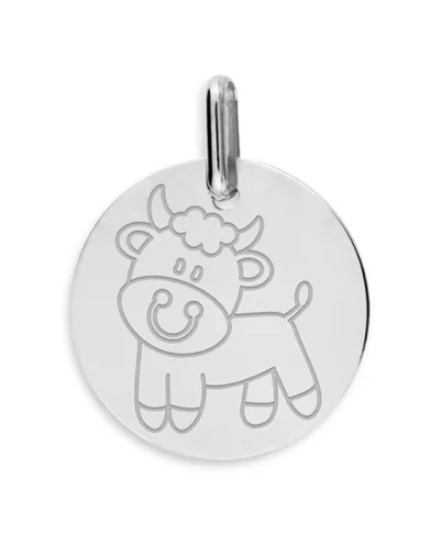 Médaille Ronde en Or Enfant Zodiaque Taureau Personnalisable