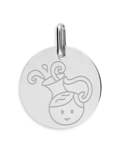 Médaille Ronde en Or Enfant Zodiaque Verseau Personnalisable