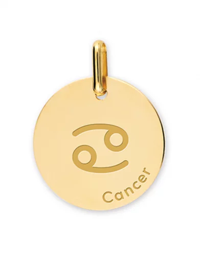Médaille Ronde en Or Zodiaque Symbole du Cancer Personnalisable