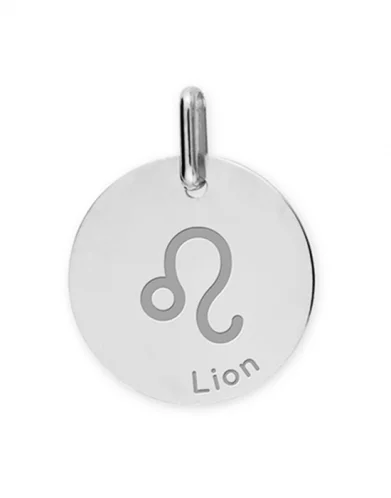 Médaille Ronde en Or Zodiaque Symbole du Lion Personnalisable