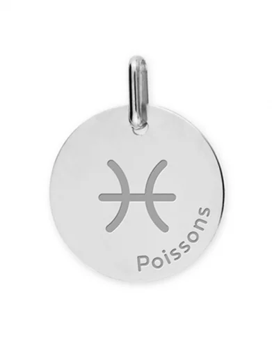Médaille Ronde en Or Zodiaque Symbole du Poisson Personnalisable