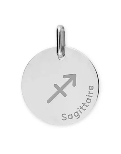 Médaille Ronde en Or Zodiaque Symbole du Sagittaire Personnalisable