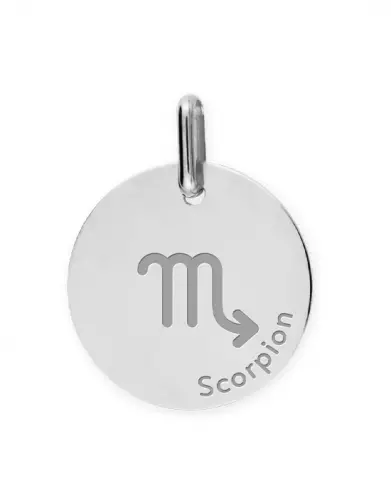 Médaille Ronde en Or Zodiaque Symbole du Scorpion Personnalisable