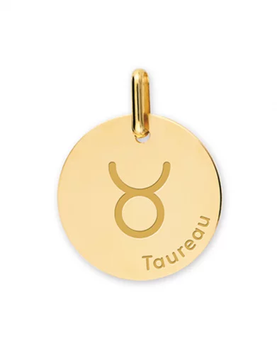Médaille Ronde en Or Zodiaque Symbole du Taureau Personnalisable