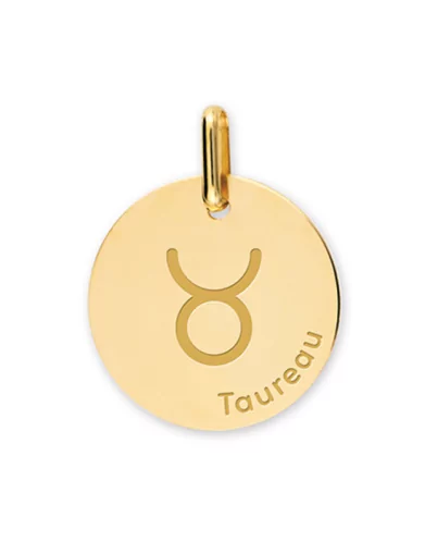 Médaille Ronde en Or Zodiaque Symbole du Taureau Personnalisable