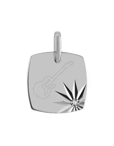 Médaille Tonneau Motif Diamant Pré Illustrée Guitare