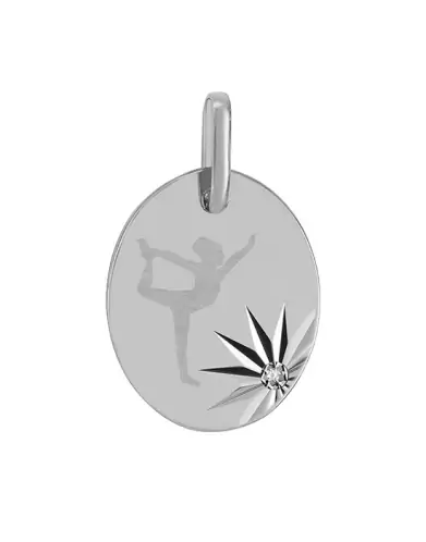 Médaille Ovale Motif Diamant Pré Illustrée Gymnaste