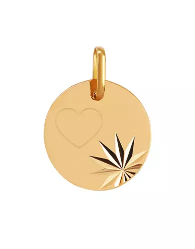 Médaille Ronde Motif Pré Illustrée Coeur