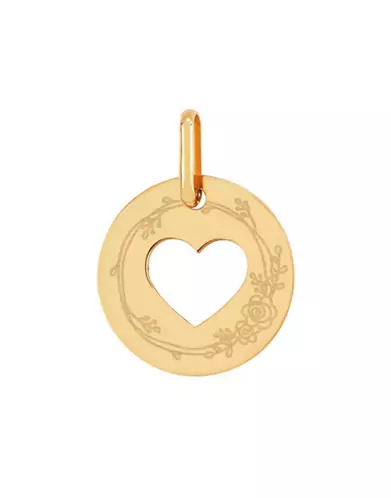 Médaille Ronde ajourée centre Coeur Pré Illustrée Motifs Fleurs