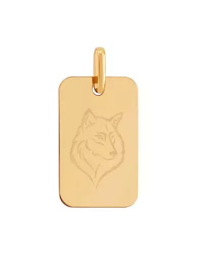 Médaille Rectangle Pré Illustrée Chien Loup