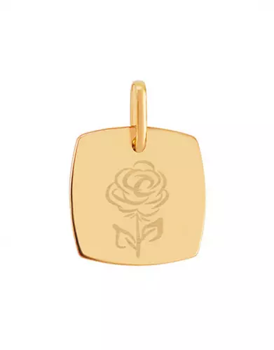 Médaille Tonneau Pré Illustrée Fleur Rose