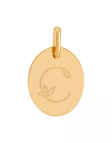 Médaille Ovale Pré Illustrée Alphabet Floral