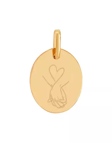 Médaille Ovale Pré Illustrée Mains entrelacées Coeur
