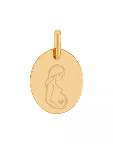 Médaille Ovale Pré Illustrée Femme Enceinte Coeur
