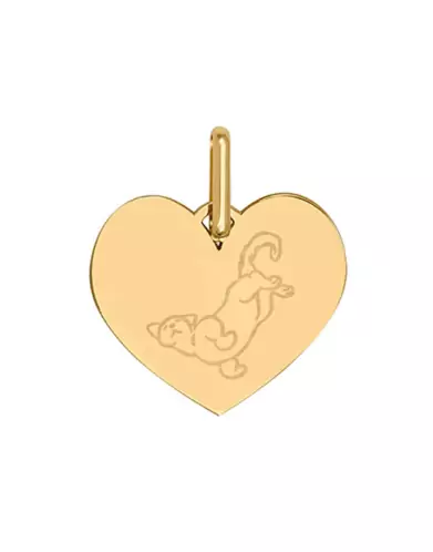 Médaille Coeur Pré Illustrée Chat Câlin