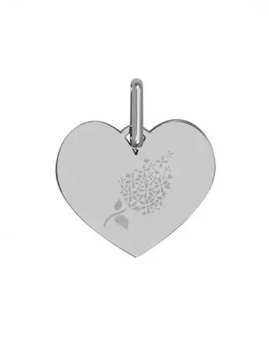 Médaille Coeur Pré Illustrée Fleur Lilas