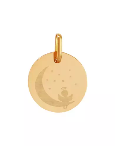 Médaille Ronde Pré Illustrée Ange assis sur la Lune
