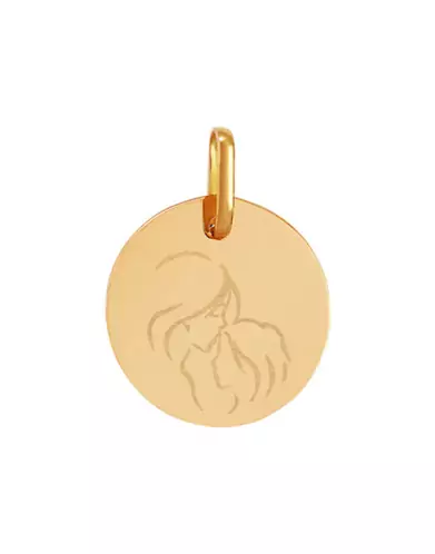 Médaille Ronde Pré Illustrée Maman Bisou Front Fille