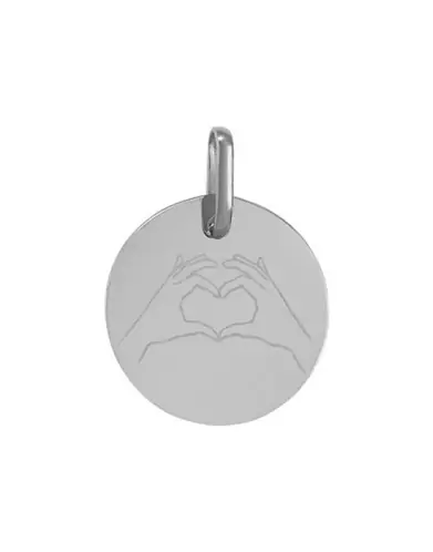 Médaille Ronde Pré Illustrée Cœur Mains