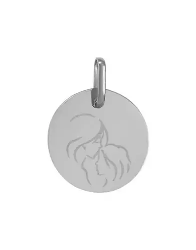 Médaille Ronde Pré Illustrée Maman Bisou Front Fille