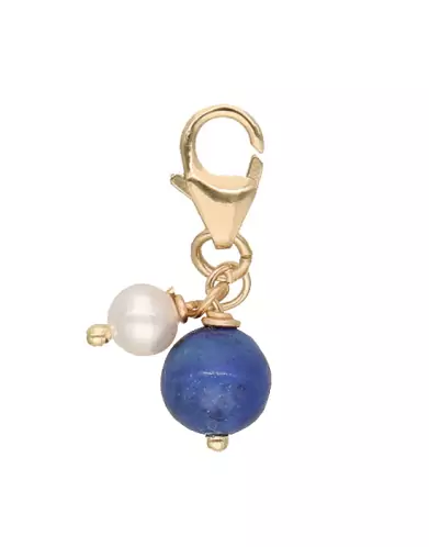 Mousqueton Perle Lapis Lazuli & Perle Blanche