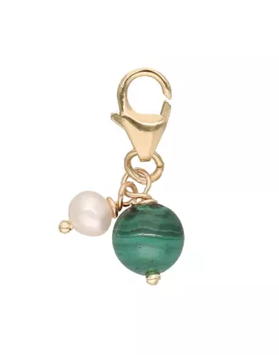 Mousqueton Perle Malachite & Perle Blanche