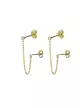 Boucles d'oreilles à chaine 2 trous et diamants en or