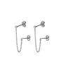 Boucles d'oreilles à chaine 2 trous et diamants en or
