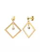 Boucles d’Oreilles LEA IV Pendantes Carrées Ajourées Or