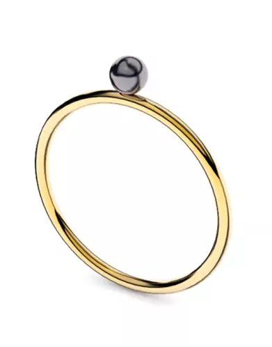 Bague mini Romy Or 18K et perle de culture noire