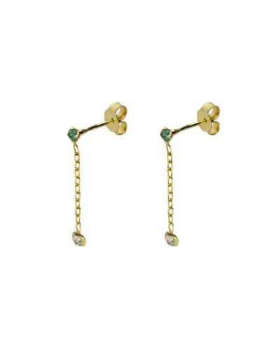 Boucles d'oreilles pendantes emeraude en or