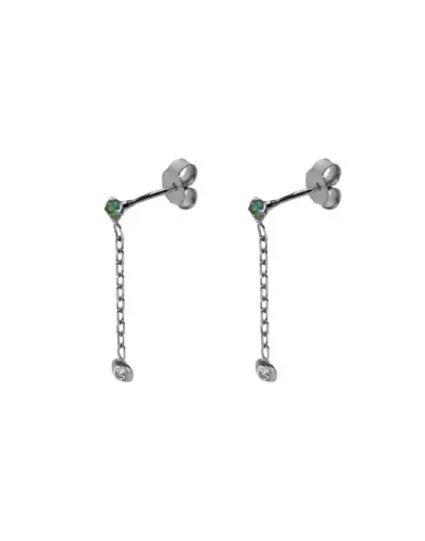 Boucles d'oreilles pendantes emeraude en or