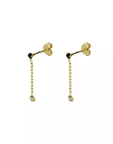 Boucles d'oreilles pendantes diamant noir en or