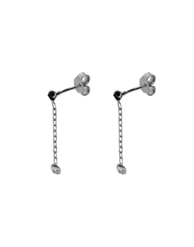 Boucles d'oreilles pendantes diamant noir en or
