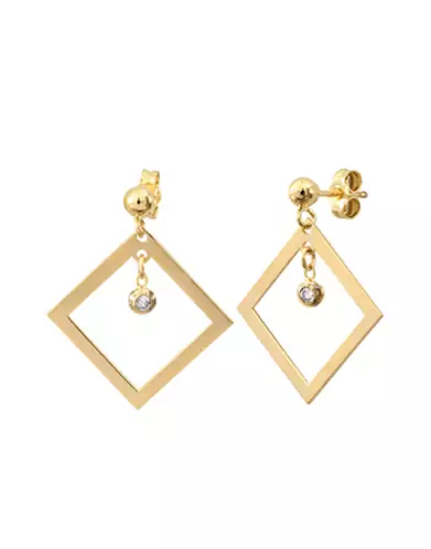 Boucles d’Oreilles LEA IV Pendantes Carrées Ajourées Or