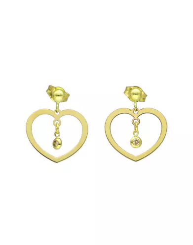 Boucles d'oreilles Coeur LEA en Or avec diamant - Petit Modèle
