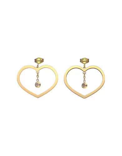 Boucles d'oreilles Coeur LEA en Or avec diamant - Grand Modèle