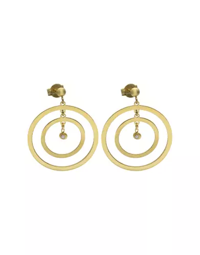 Boucles d'oreilles LEA Double rond en Or avec diamant