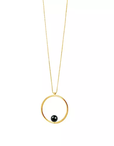Collier grand Romy en Or 18K et perle de culture noire