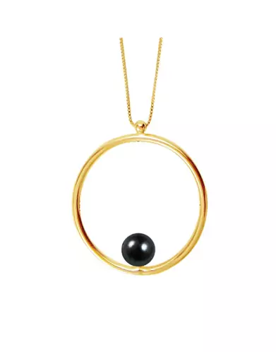 Collier grand Romy en Or 18K et perle de culture noire