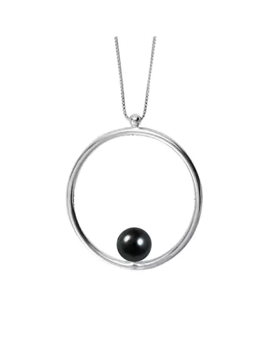 Collier grand Romy en Or 18K et perle de culture noire