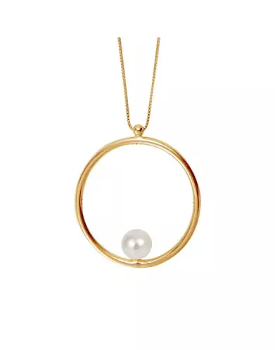 Collier grand Romy en Or 18K et perle de culture blanche