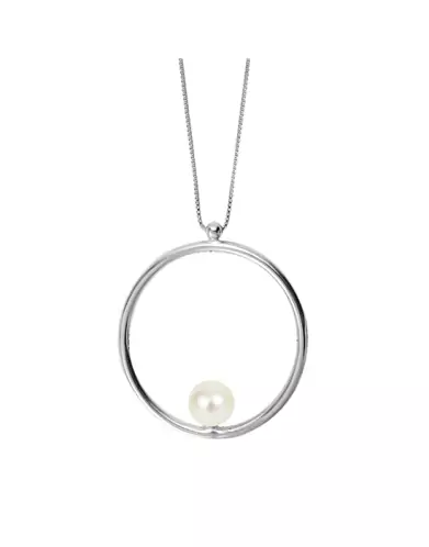 Collier grand Romy en Or 18K et perle de culture blanche