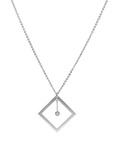 Collier LEA Carré Ajouré Or et Brillant – Grand Modèle
