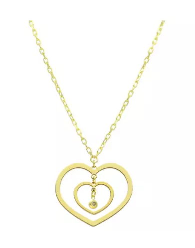 Collier LEA en Or avec Double Coeur Diamant