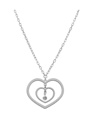 Collier LEA en Or avec Double Coeur Diamant