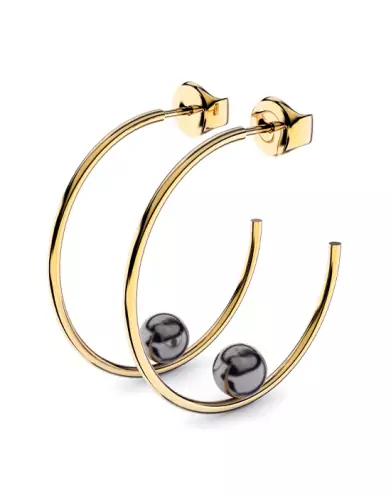 Créole Romy en Or 18K et perle de culture noire