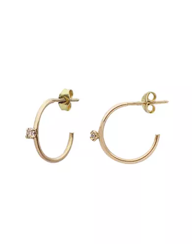Mini Créoles en Or avec Solitaire Diamant