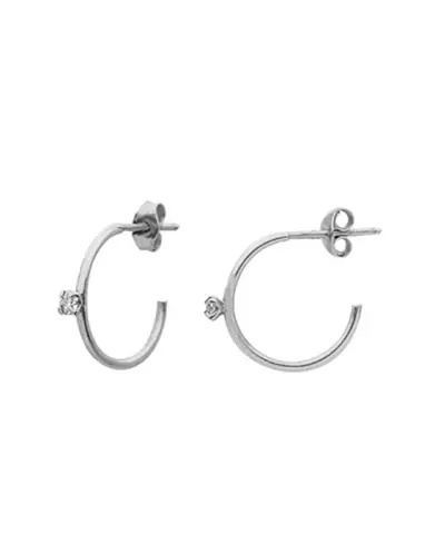 Mini Créoles en Or avec Solitaire Diamant