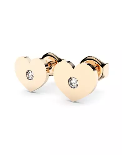 Boucles d'oreilles Puces Coeurs en Or avec Diamants Adam & Eve